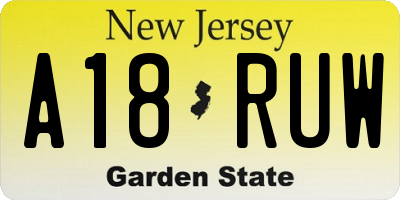 NJ license plate A18RUW