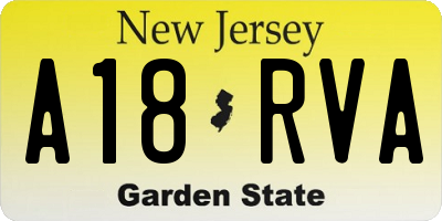 NJ license plate A18RVA