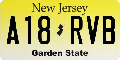 NJ license plate A18RVB