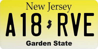 NJ license plate A18RVE