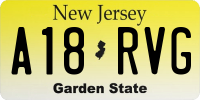 NJ license plate A18RVG