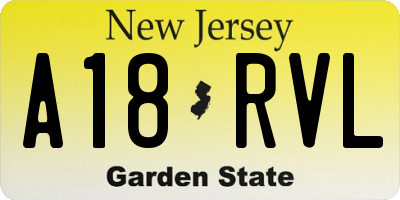 NJ license plate A18RVL