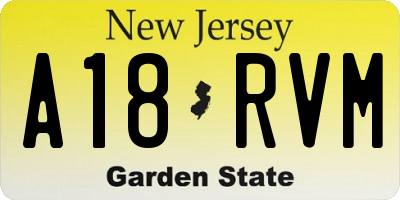 NJ license plate A18RVM