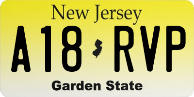 NJ license plate A18RVP