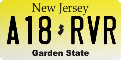 NJ license plate A18RVR