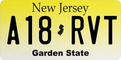 NJ license plate A18RVT