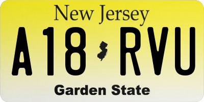 NJ license plate A18RVU