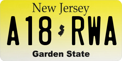 NJ license plate A18RWA