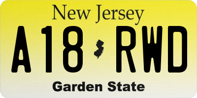 NJ license plate A18RWD