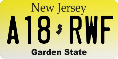 NJ license plate A18RWF