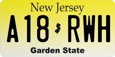 NJ license plate A18RWH