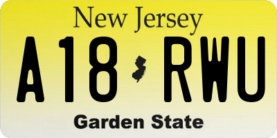 NJ license plate A18RWU