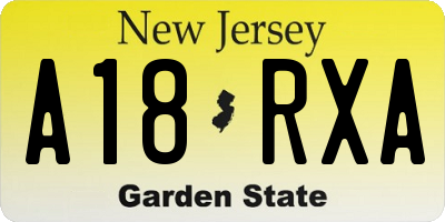 NJ license plate A18RXA