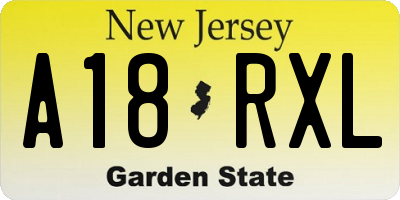 NJ license plate A18RXL