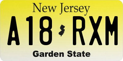 NJ license plate A18RXM