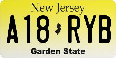 NJ license plate A18RYB