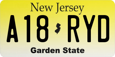 NJ license plate A18RYD