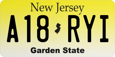 NJ license plate A18RYI