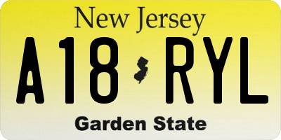 NJ license plate A18RYL