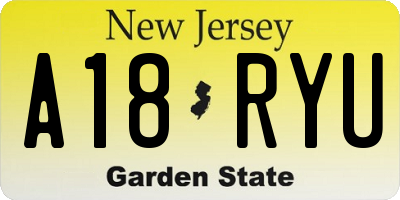 NJ license plate A18RYU