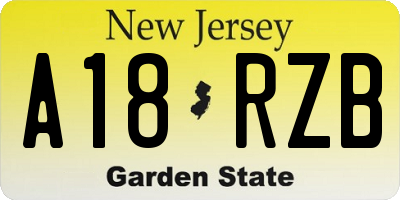 NJ license plate A18RZB