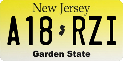 NJ license plate A18RZI