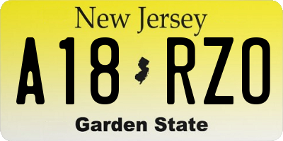 NJ license plate A18RZO