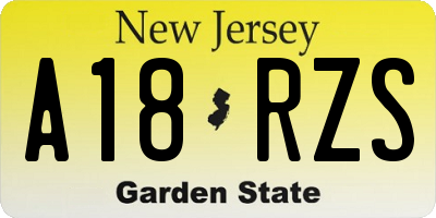 NJ license plate A18RZS