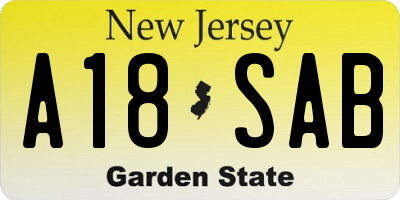 NJ license plate A18SAB