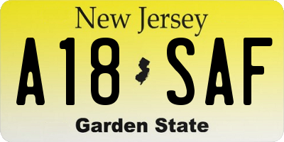 NJ license plate A18SAF