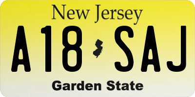 NJ license plate A18SAJ