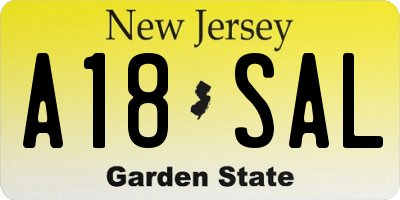 NJ license plate A18SAL