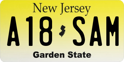NJ license plate A18SAM