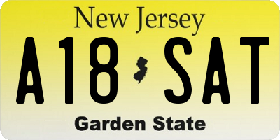 NJ license plate A18SAT