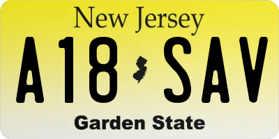 NJ license plate A18SAV
