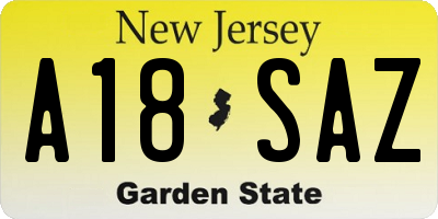 NJ license plate A18SAZ