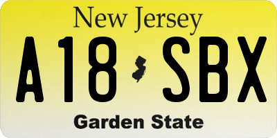 NJ license plate A18SBX