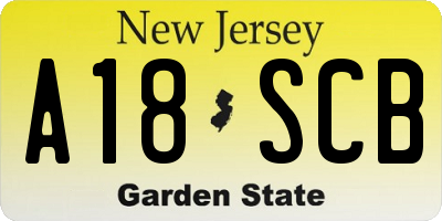 NJ license plate A18SCB