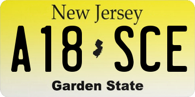 NJ license plate A18SCE
