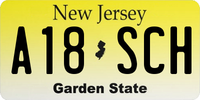 NJ license plate A18SCH