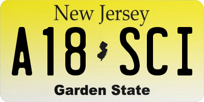 NJ license plate A18SCI