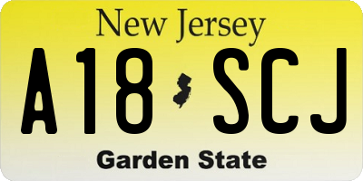 NJ license plate A18SCJ