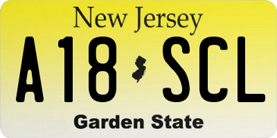 NJ license plate A18SCL