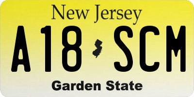 NJ license plate A18SCM