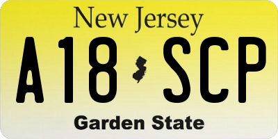 NJ license plate A18SCP