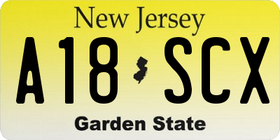 NJ license plate A18SCX
