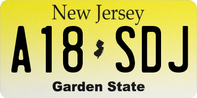 NJ license plate A18SDJ