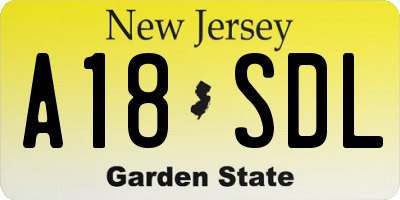 NJ license plate A18SDL