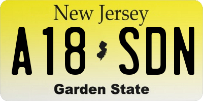 NJ license plate A18SDN
