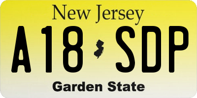 NJ license plate A18SDP